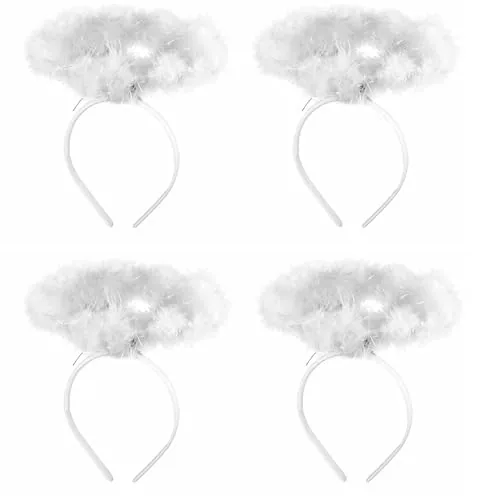 4 Pcs Angel Halo Headband White Feather Halo Costume