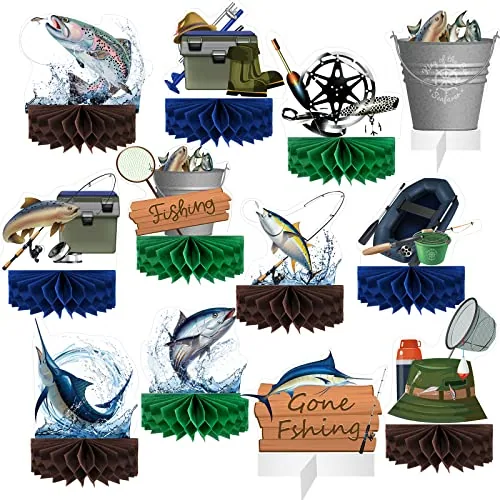 12 Pcs Fishing Decorations Gone Fishing Centerpieces Fish Party