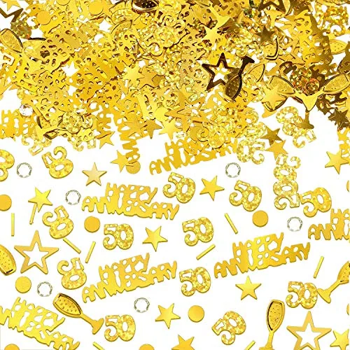 3000 Pcs Gold 50th Anniversary Confetti, Glitter Table Scatter