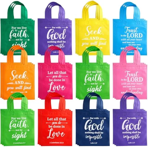 120 Pcs Christian Gift Bags Reusable Non Woven