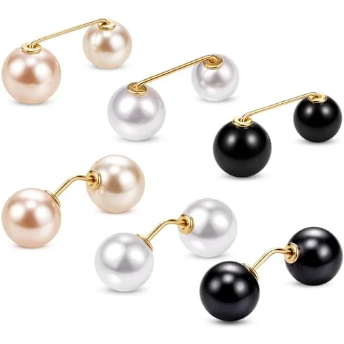 6 Pcs Artificial Pearl Brooch Pins for Women