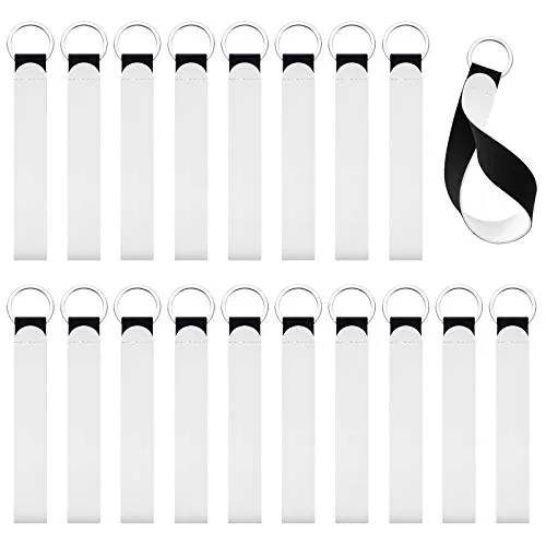 20 Pieces Sublimation Keychain Blanks Wristlet Keychain Bulk DIY White