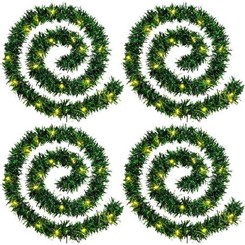 4 Strands Christmas Garlands with Lights, 72ft Artificial Pine