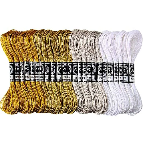 24 Skeins Metallic Embroidery Floss - Glitter Embroidery Threads for