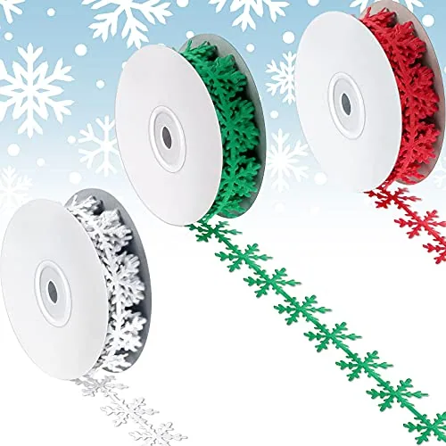 3 Rolls 16.5 Yard Christmas Sewing Trim Embellishment Ribbon