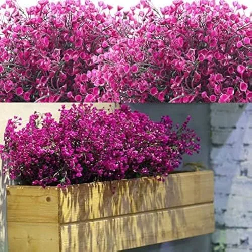 12 Bundles Artificial Flowers Outdoor Artificial Plant Decor UV Resistant