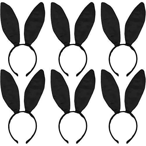 6 Pieces Black Bunny Headband Large Rabbit Ears Headband