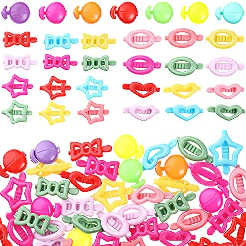 50 Pcs Girls Hair Barrettes 1'' Mini Self Hinge Plastic Clips for Toddler