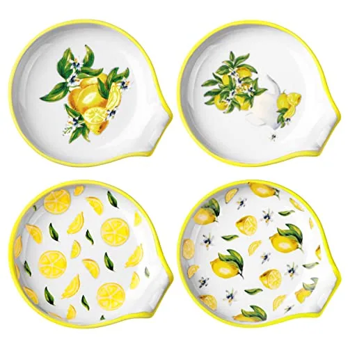 4 Pcs Ceramic Spoon Rest for Stove Top Cute Lemon Tea Spoon Rest Kitchen