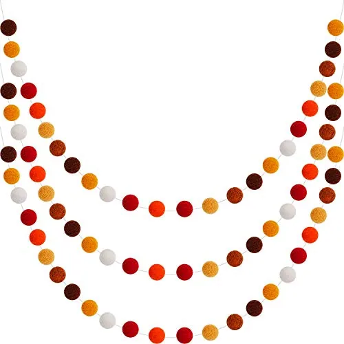 3 Pieces Felt Pom Ball Garland