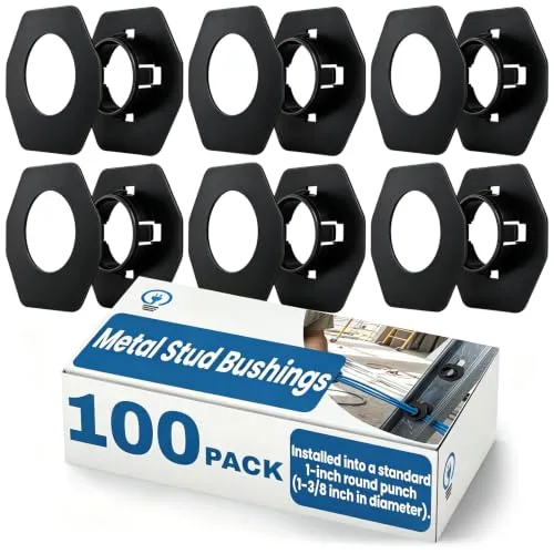 100 Pcs Metal Stud Bushings, Plastic Wire Hole Protectors