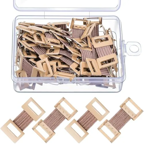 50 Pcs Elastic Bandage Clips with Stretch Metal Clasps Storage Box