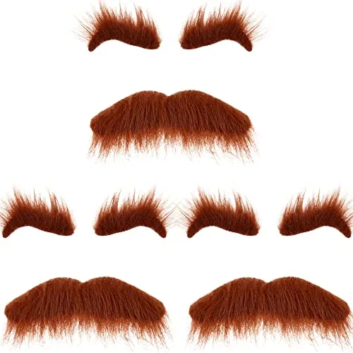 3 Sets Halloween Self Adhesive Fake Eyebrows Beard Funny Moustache Kit