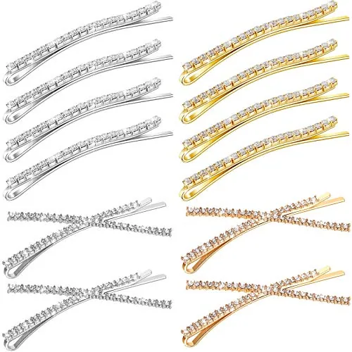 12 Pcs Rhinestone Bobby Pins Crystal Fancy Hair Clips