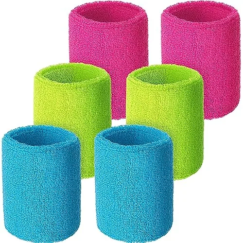 6 Pcs Wrist Sweatbands Sports Wristbands for Competitions Absorbent