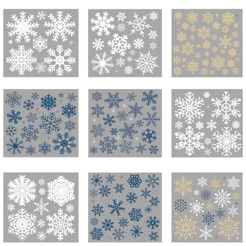 9 Sheets Snowflake Christmas Rub on Transfer Sticker for Crafting