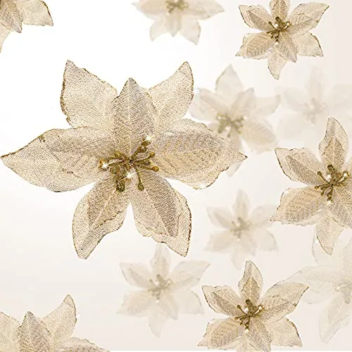24 Pcs Poinsettia Xmas,3.2/4/6 Inches