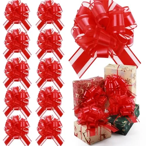 10 Pcs 6 Inch Pull Bows for Xmas Gift Wrapping