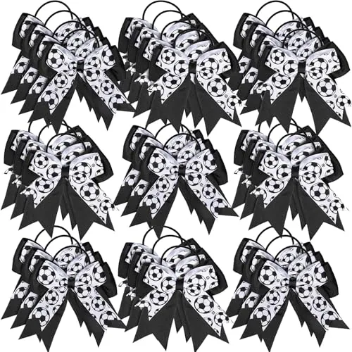 20pcs Soccer Bows Hair Ties for Girl Hair Accessories