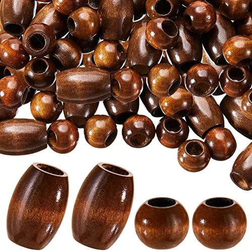 130 Pcs Macrame Wooden Beads 10mm Hole