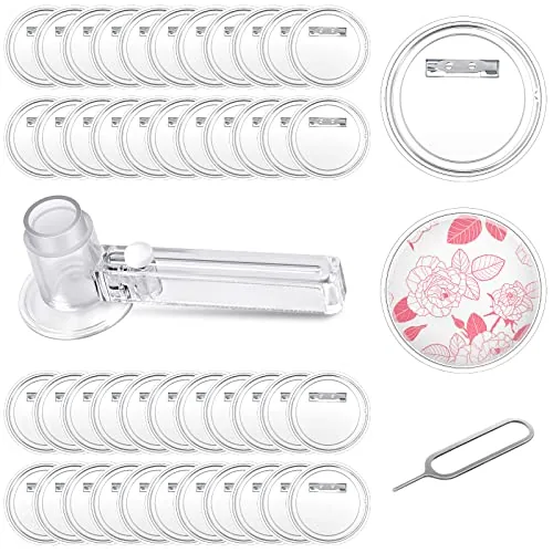 50 Pcs Acrylic Button Pins, 2.36 Inch Clear Custom Button Badges Kit with