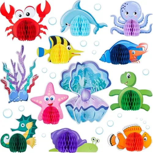 12 Pcs Under The Sea Honeycomb Centerpiece Ocean Party Decor
