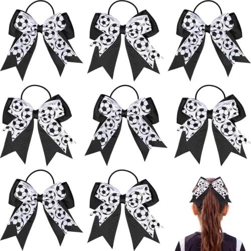 10 Pcs Soccer Hair Bows Soccer Bow Ties for Girls Hair Accessories