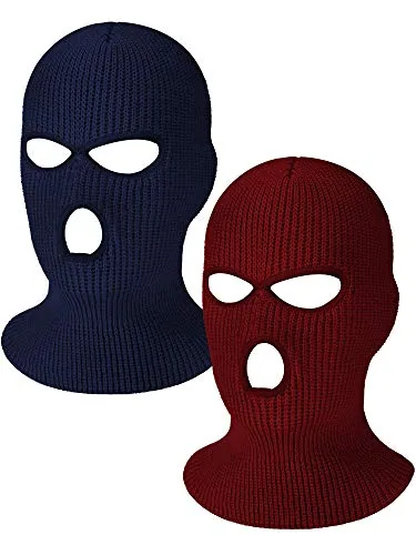 2 Pieces Knitted Full Face Cover 3 Hole