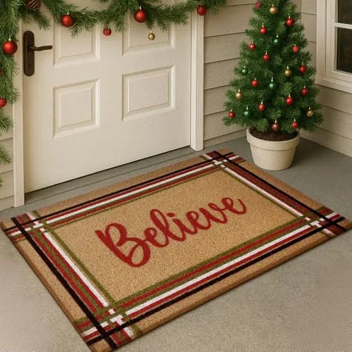 Christmas Coir Doormat Outdoor Welcome Door Mat 28 x 16 Inch
