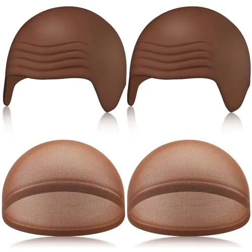 4 Pcs Halloween Latex Bald Cap Makeup for Adults