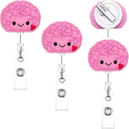 Brain Badge Reel Nurse Badge Reel Cute Felt ID Alligator Clip for Nurse
