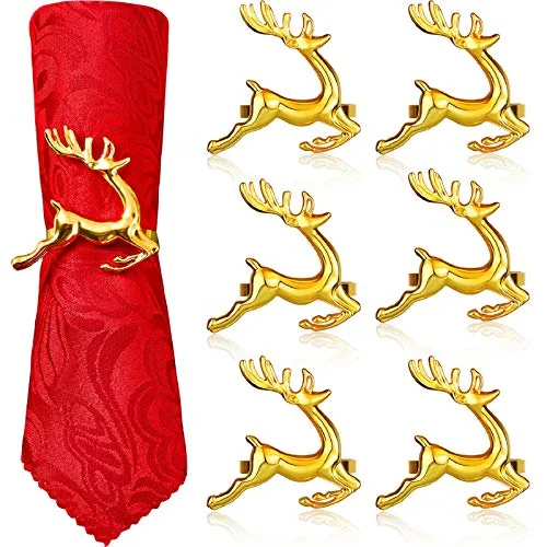 6 Pcs Reindeer Napkin Rings for Christmas Table Decor