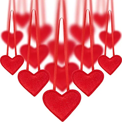 30 Pcs Valentine Felt Heart Ornaments Red Heart Hanging Bulk