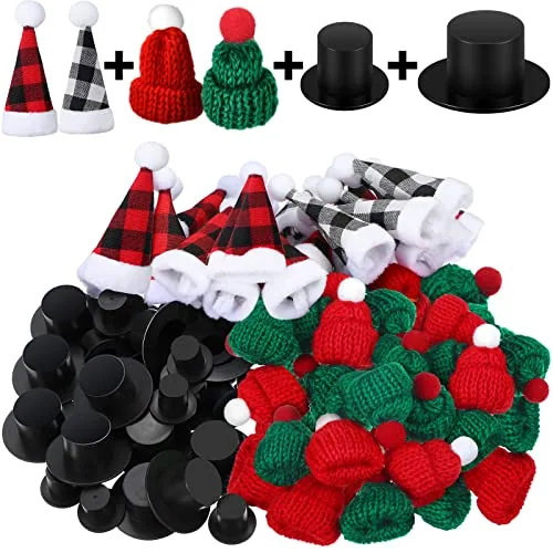 120 Pcs Christmas Mini Santa Hat for Crafts Tiny Knit