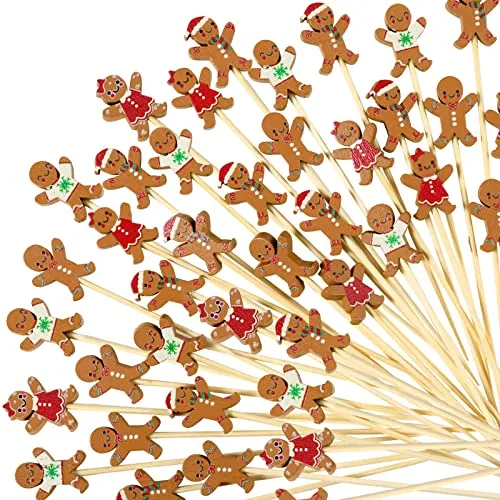 200 Pcs Christmas Cocktail Picks 4.7 Inch Assorted Fruits Bamboo