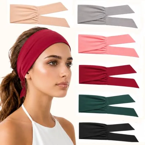 6 Pcs Tie Headband for Women Adjustable Wide Bandanas