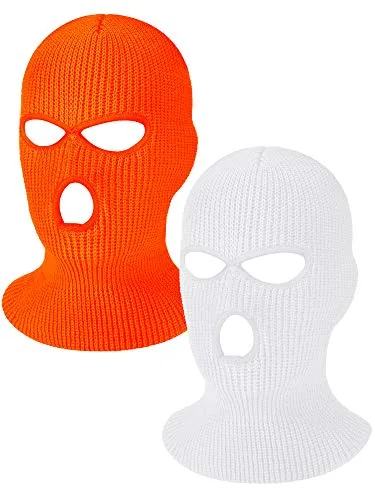 2 Pieces Knitted Full Face Cover 3 Hole