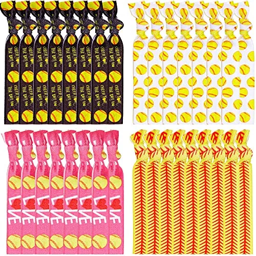 32 Pcs Softball Hair Ties Scrunchies for Girls Team
