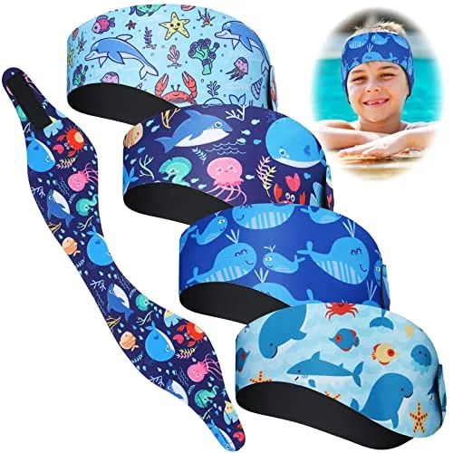 4 Pieces Swimming Headband Swimming Ear Band Adjustable Swim Headband