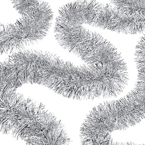 50 ft Silver Christmas Tinsel Garland Metallic Tinsel Twist