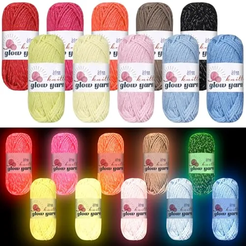 10 Rolls Glow in The Dark Yarn for Crocheting