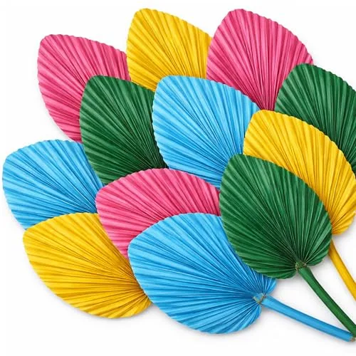 12 Pcs Large Dried Palm Leaves 16.5 in Colored Boho Dried Palms Spear