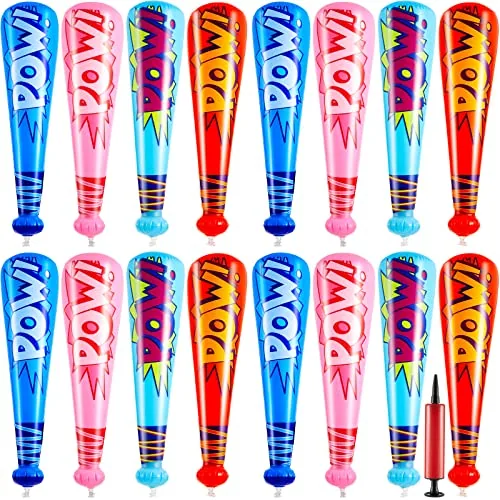 18 Pcs 17 Inch Inflatable Baseball Bat Bulk Pump