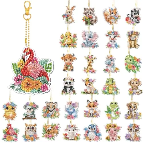 30 Pcs Diamond Art Keychain Kits for Adults