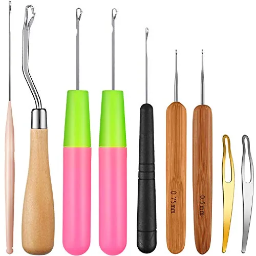 9 Pcs Latch Hook Different Sizes Crochet Hook for Hair Latch Interlocking