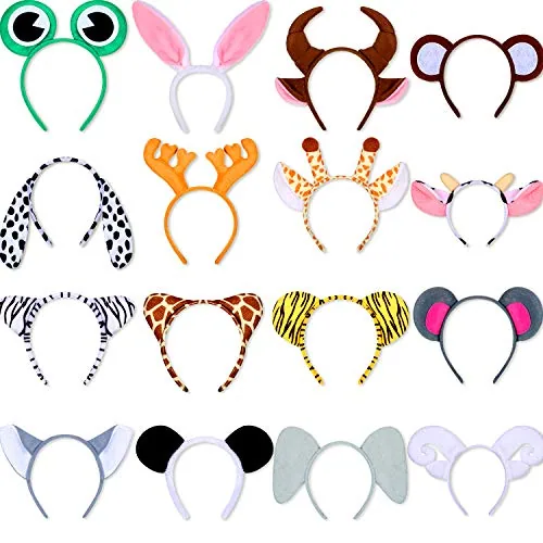 16 Pcs Animal Headbands Zoo Safari Jungle Party Favors Birthday