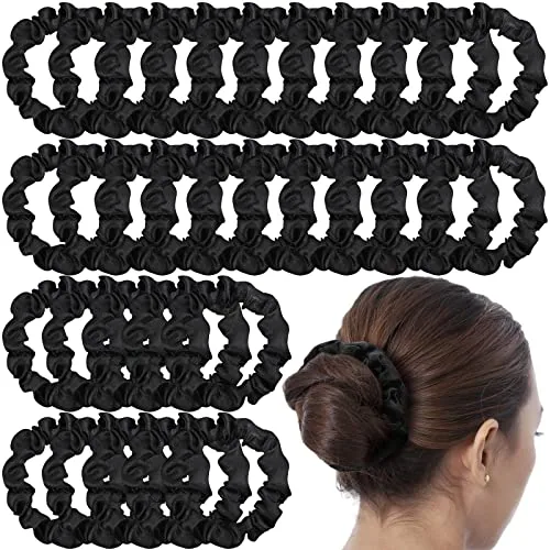 30 Pcs Black Satin Scrunchies No Crease Small Silk Hair Ties