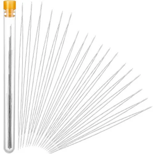 30 Pcs Big Eye Beading Needles Set, 6 Size Stainless Steel
