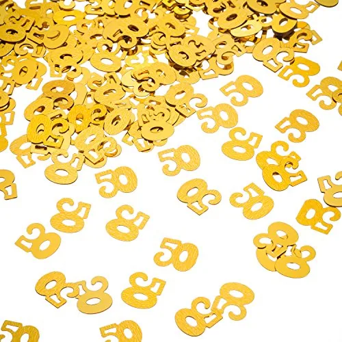 2 Bags 1400 Pcs Gold 50th Confetti, 50th Birthday Table Confettis