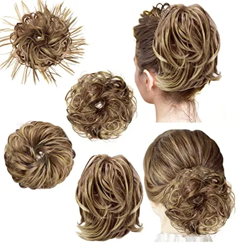 4 Pcs Messy Hair Bun Hairpiece Tousled Updo for Women Hair Extensions